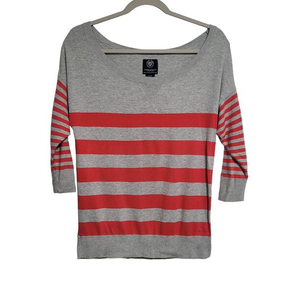American Eagle Outfitters Tops - American Eagle Women's Gary Salmon Stripes Boat Neck 3/4 Sleeve Small